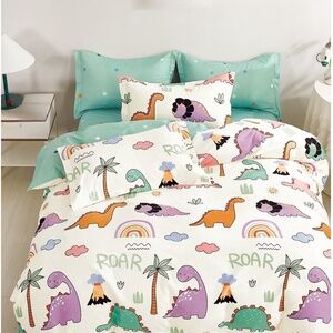 100% Cotton Twin Duvet Cover Set 2pcs Comforter Cover Pillowcase Dinosaur Soft